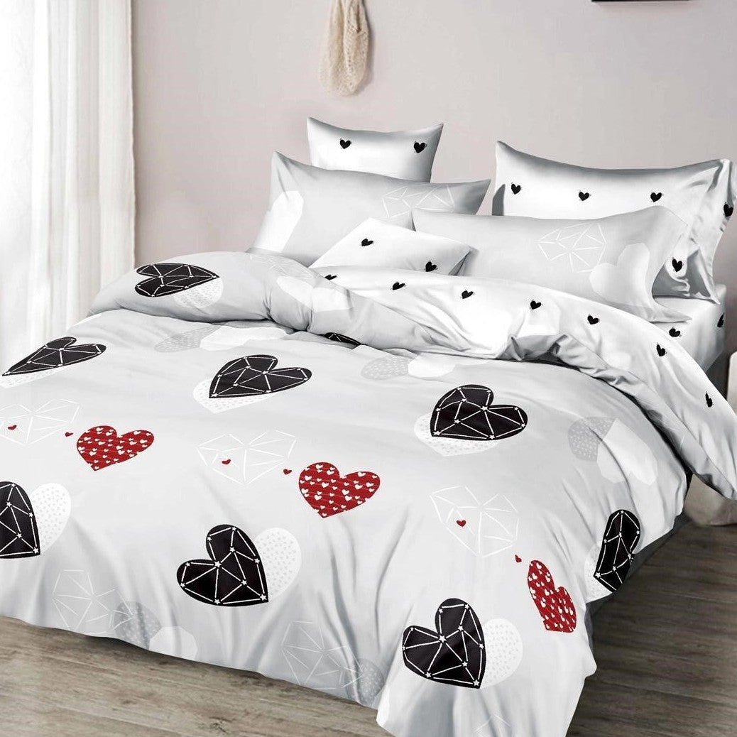 Bračna posteljina sa srcima – 4 dela (200x220 cm) - mojaposteljina.rs