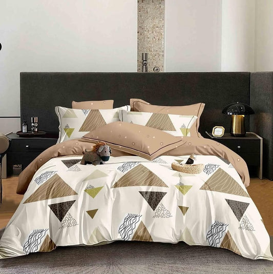 Singl posteljina Geometrijski bež dezen – 3 dela (140x220 cm) - mojaposteljina.rs