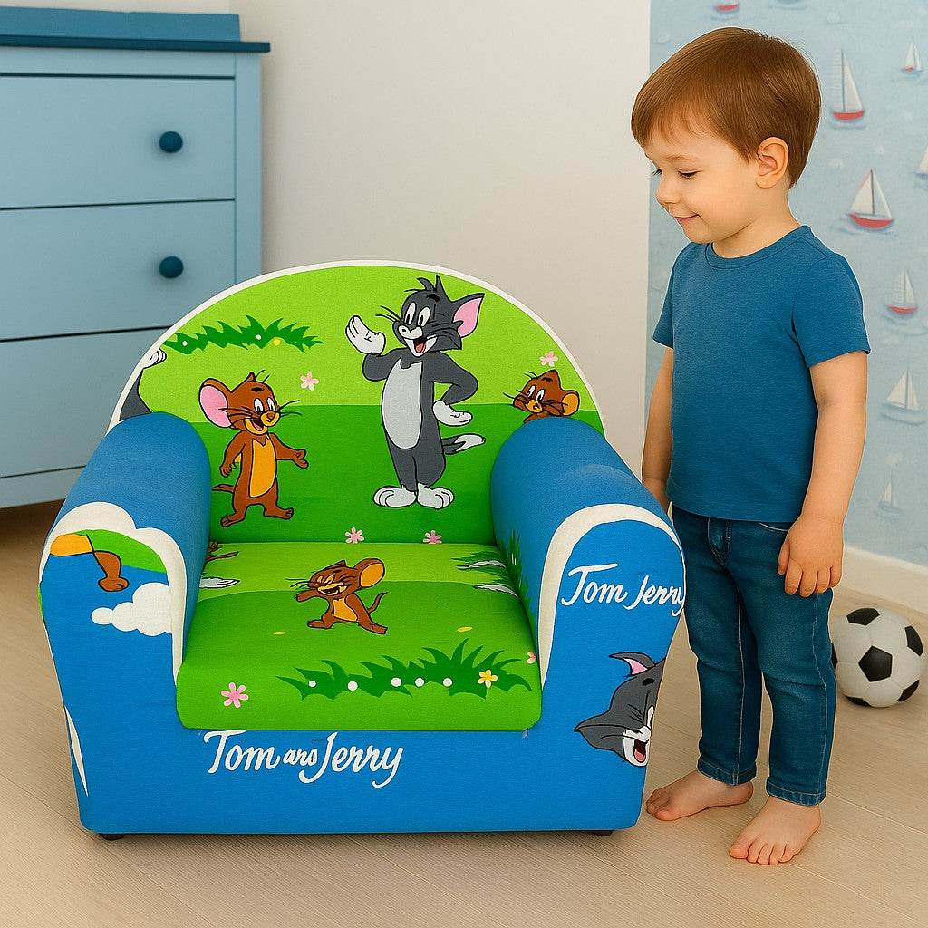 Dečija Mala fotelja Tom i Jerry – Šarena fotelja za male istraživače - mojaposteljina.rs