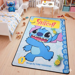 Dečiji tepih Stitch plavi 80x120 cm sa gumenom podlogom postavljen u dečijoj sobi