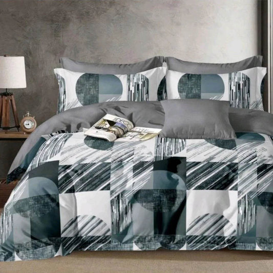 Bračna posteljina sa apstraktnim plavo-zelenim uzorkom – moderan komplet 200x220 cm (4 dela) - mojaposteljina.rs