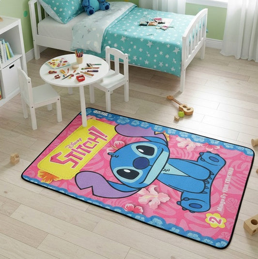 dečiji tepih stitch 80 x 120 cm sa cvetnim dezenom, idealan za dečiju sobu sa gumenom podlogom