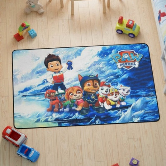 Dečiji tepih Patrolne Šape 80x120 cm sa gumenom podlogom u plavim tonovima