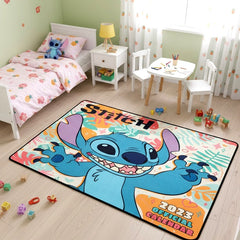 Dečiji tepih Stitch šareni 80x120 cm sa gumenom podlogom postavljen u dečijoj sobi